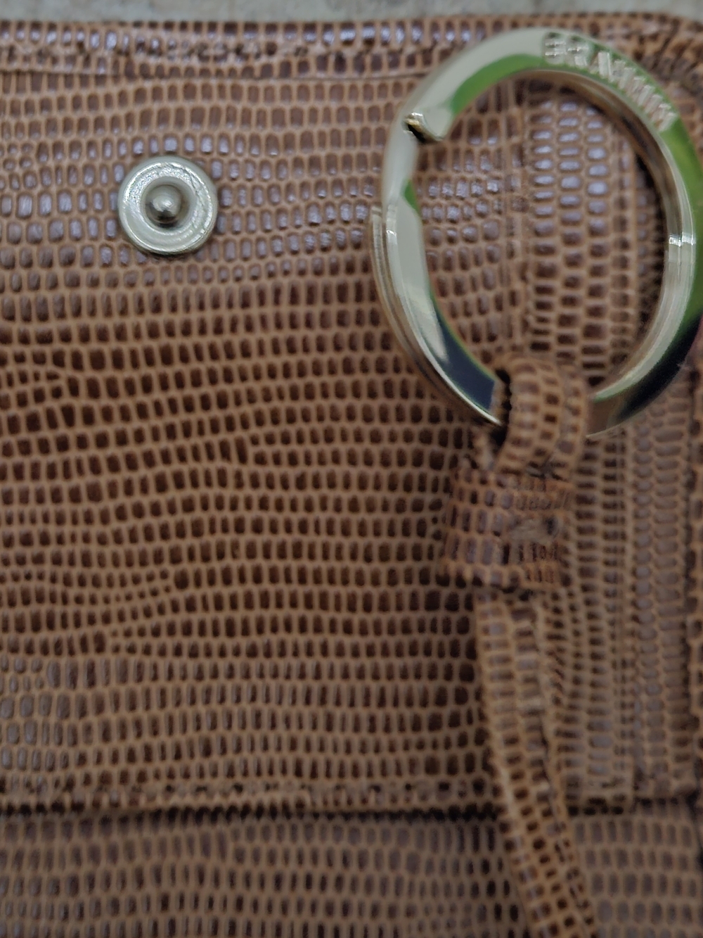 Brahmin Mini Key Wallet Tobacco Lizard Genuine Leather - Picture 7 of 8